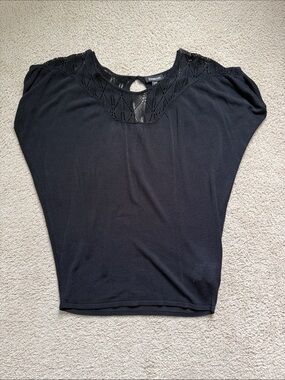 Bebe Black Lace Yoke Tunic Top